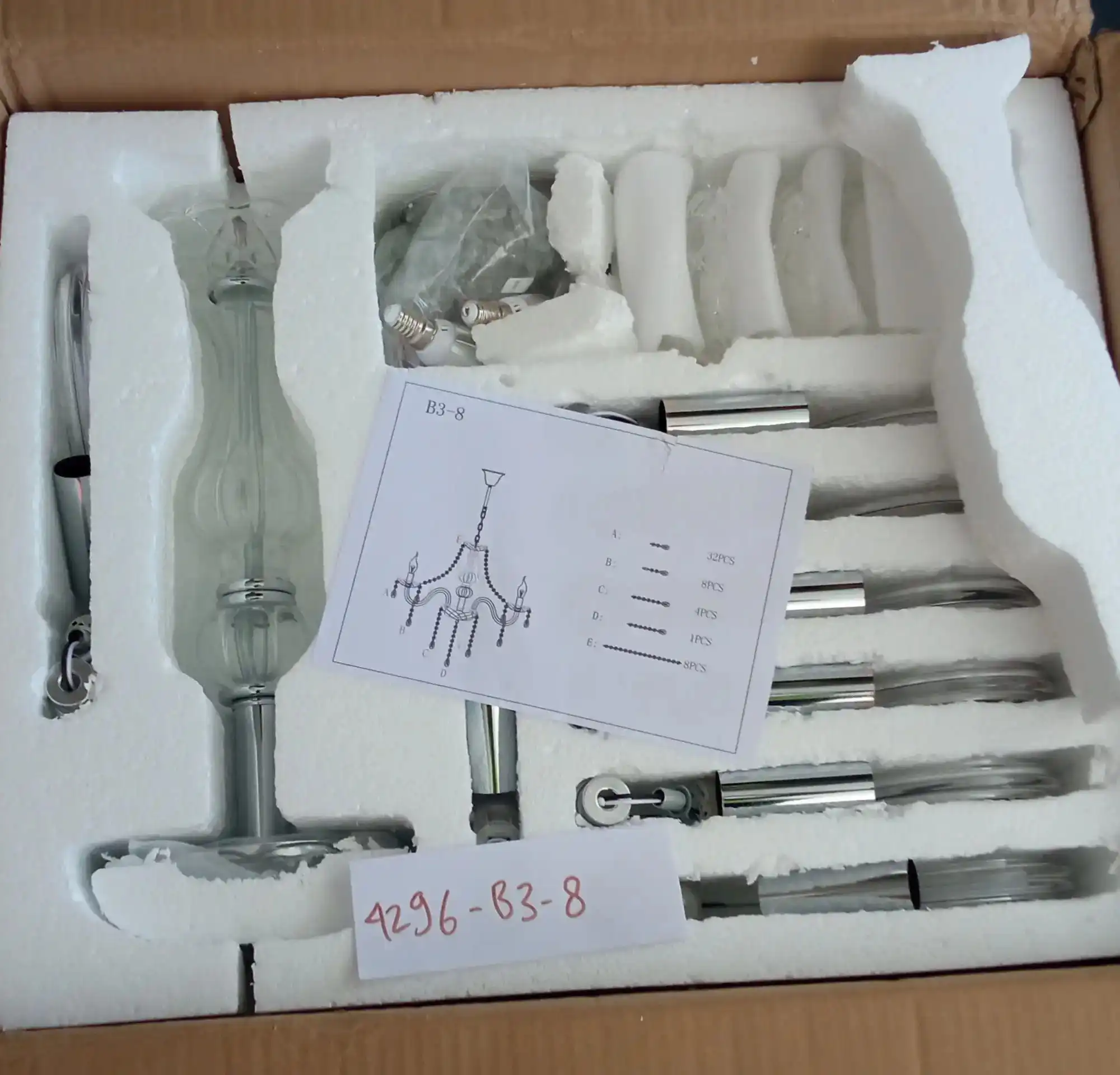Lampu Hias Gantung Chandelier Model B3 Glass Candle Light (8 Heads)